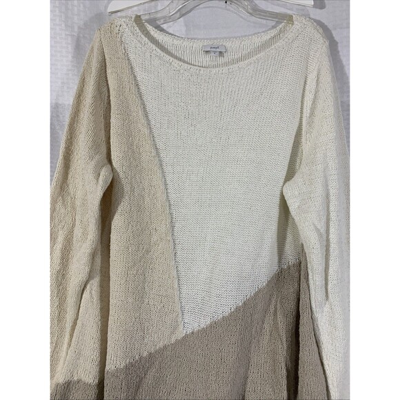 J Jill Colorblock Knit Sweater Womens M Beige Tunic - Picture 3 of 7